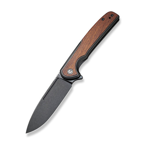 CIVIVI Knives Voltaic Flipper Knife - 3.48" 14C28N Black Stonewashed Drop Point Blade, Black Stainless Steel Handles with Cuibourtia Wood Inlays, Frame Lock - C20060-1 CIVIVI Knives Voltaic Flipper Knife - 3.48" 14C28N Black Stonewashed Drop Point Blade, Black Stainless Steel Handles with Cuibourtia Wood Inlays, Frame Lock - C20060-1