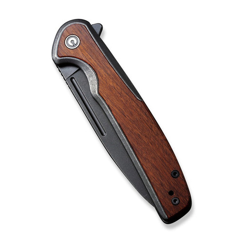 CIVIVI Knives Voltaic Flipper Knife - 3.48" 14C28N Black Stonewashed Drop Point Blade, Black Stainless Steel Handles with Cuibourtia Wood Inlays, Frame Lock - C20060-1 CIVIVI Knives Voltaic Flipper Knife - 3.48" 14C28N Black Stonewashed Drop Point Blade, Black Stainless Steel Handles with Cuibourtia Wood Inlays, Frame Lock - C20060-1