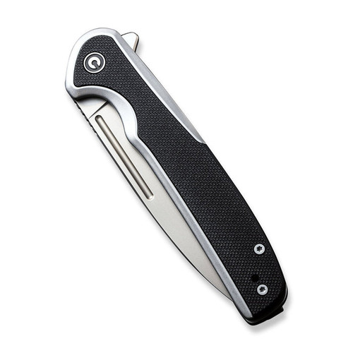 CIVIVI Knives Voltaic Flipper Knife -14C28N Bead Blasted Drop Point Blade, Stainless Steel Handles with Black G10 Inlays, Frame Lock - C20060-2 CIVIVI Knives Voltaic Flipper Knife -14C28N Bead Blasted Drop Point Blade, Stainless Steel Handles with Black G10 Inlays, Frame Lock - C20060-2