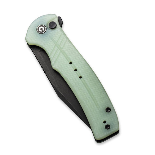 CIVIVI Knives Cogent Flipper Knife - 3.47" 14C28N Black Stonewashed Plain Blade, Natural Jade G10 Handles, Button Lock - C20038D-3 CIVIVI Knives Cogent Flipper Knife - 3.47" 14C28N Black Stonewashed Plain Blade, Natural Jade G10 Handles, Button Lock - C20038D-3