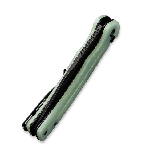 CIVIVI Knives Cogent Flipper Knife - 3.47" 14C28N Black Stonewashed Plain Blade, Natural Jade G10 Handles, Button Lock - C20038D-3 CIVIVI Knives Cogent Flipper Knife - 3.47" 14C28N Black Stonewashed Plain Blade, Natural Jade G10 Handles, Button Lock - C20038D-3