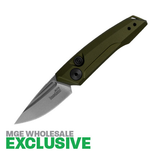 Kershaw Launch 9 AUTO Folding Knife - 1.8" Working Finish CPM-154 Drop Point Blade, Olive Green Anodized Aluminum Handles