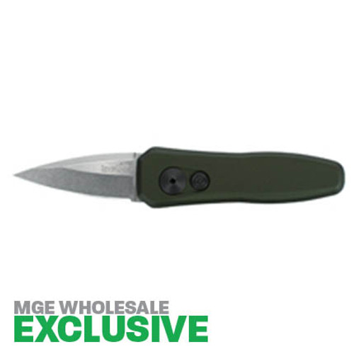 Kershaw Launch 4 AUTO Folding Knife - 1.9" CPM-154 Stonewash Blade, Olive Green Aluminum Handles  - 7500OLSW