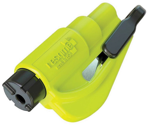 ResQMe Keychain Rescue Tool - Car Escape Tool, Seatbelt Cutter / Window Breaker, Safety Yellow