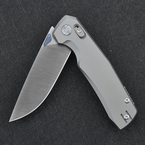 Kunwu Knives X-TAO XT Lock Folding Knife - 3.5" ELMAX Steel Satin Drop Point Blade, Gray Titanium Handles, Deep Carry Wire Pockey Clip - X703T Kunwu Knives X-TAO XT Lock Folding Knife - 3.5" ELMAX Steel Satin Drop Point Blade, Gray Titanium Handles, Deep Carry Wire Pockey Clip - X703T