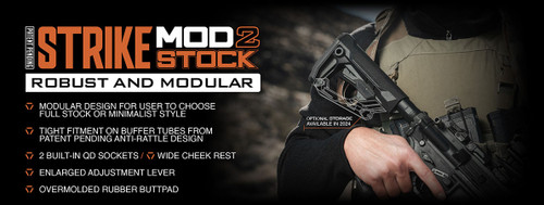 Strike Industries MOD2 Rifle Stock - Compatible w/ AR Style Buffer Tubes, Black Polymer Strike Industries MOD2 Rifle Stock - Compatible w/ AR Style Buffer Tubes, Black Polymer