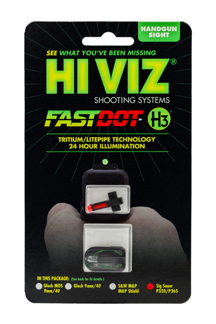 Hi-Viz FASTDOT H3 For Sig Sauer P320/P365 - Tritium/Fiber Optic Night Sights, Red Front With Green Rear Hi-Viz FASTDOT H3 For Sig Sauer P320/P365 - Tritium/Fiber Optic Night Sights, Red Front With Green Rear