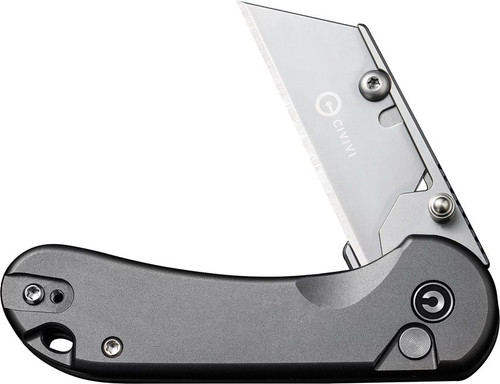 CIVIVI Knives Elementum Utility Button Lock Flipper Knife - 2.26" 6Cr Replaceable Utility Blade, Gray Aluminum Handles, Reversible Clip - C23039B-4 CIVIVI Knives Elementum Utility Button Lock Flipper Knife - 2.26" 6Cr Replaceable Utility Blade, Gray Aluminum Handles, Reversible Clip - C23039B-4