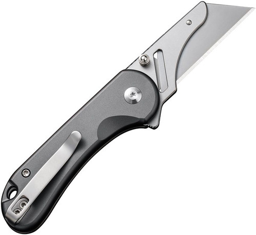 CIVIVI Knives Elementum Utility Button Lock Flipper Knife - 2.26" 6Cr Replaceable Utility Blade, Gray Aluminum Handles, Reversible Clip - C23039B-4 CIVIVI Knives Elementum Utility Button Lock Flipper Knife - 2.26" 6Cr Replaceable Utility Blade, Gray Aluminum Handles, Reversible Clip - C23039B-4
