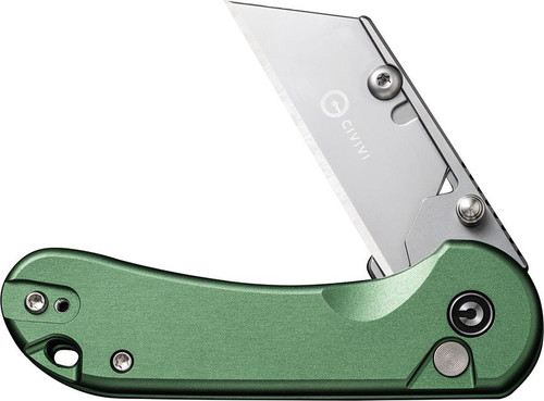 CIVIVI Knives Elementum Utility Button Lock Flipper Knife - 2.26" 6Cr Replaceable Utility Blade, Green Aluminum Handles, Reversible Clip - C23039B-3 CIVIVI Knives Elementum Utility Button Lock Flipper Knife - 2.26" 6Cr Replaceable Utility Blade, Green Aluminum Handles, Reversible Clip - C23039B-3