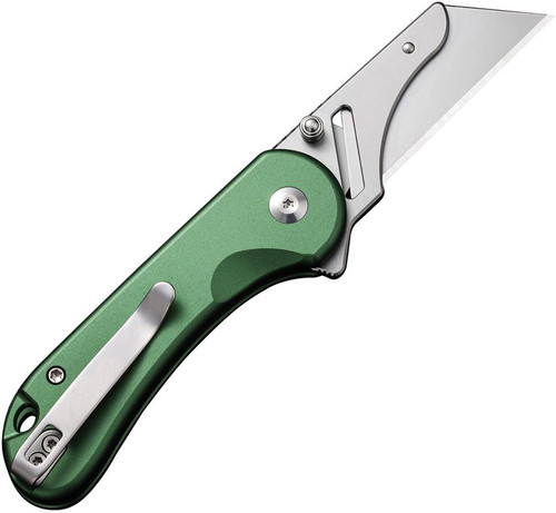 CIVIVI Knives Elementum Utility Button Lock Flipper Knife - 2.26" 6Cr Replaceable Utility Blade, Green Aluminum Handles, Reversible Clip - C23039B-3 CIVIVI Knives Elementum Utility Button Lock Flipper Knife - 2.26" 6Cr Replaceable Utility Blade, Green Aluminum Handles, Reversible Clip - C23039B-3