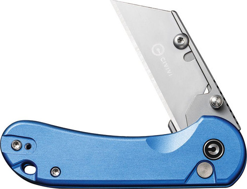CIVIVI Knives Elementum Utility Button Lock Flipper Knife - 2.26" 6Cr Replaceable Utility Blade, Blue Aluminum Handles, Reversible Clip - C23039B-2 CIVIVI Knives Elementum Utility Button Lock Flipper Knife - 2.26" 6Cr Replaceable Utility Blade, Blue Aluminum Handles, Reversible Clip - C23039B-2