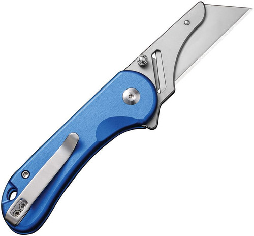 CIVIVI Knives Elementum Utility Button Lock Flipper Knife - 2.26" 6Cr Replaceable Utility Blade, Blue Aluminum Handles, Reversible Clip - C23039B-2 CIVIVI Knives Elementum Utility Button Lock Flipper Knife - 2.26" 6Cr Replaceable Utility Blade, Blue Aluminum Handles, Reversible Clip - C23039B-2