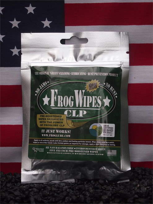 Froglube CLP FrogWipes - 5 Pre-Moistened Wipes, Cleaner/Lubricant/Preservative, Non-Toxic Froglube CLP FrogWipes - 5 Pre-Moistened Wipes, Cleaner/Lubricant/Preservative, Non-Toxic