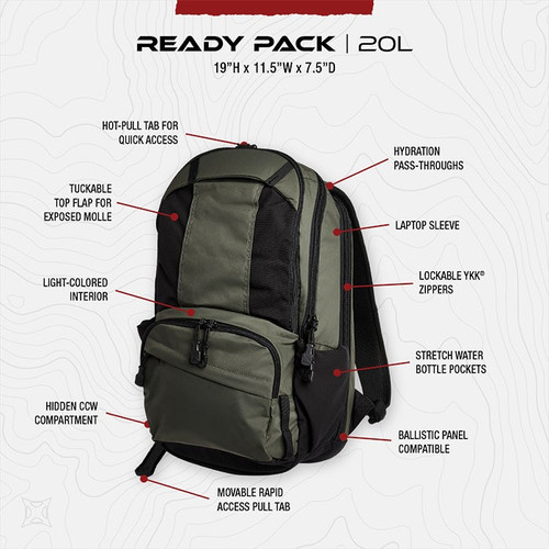 Vertx Ready Pack Gen 3 Backpack - 20L Capacity, Nylon, Black Vertx Ready Pack Gen 3 Backpack - 20L Capacity, Nylon, Black
