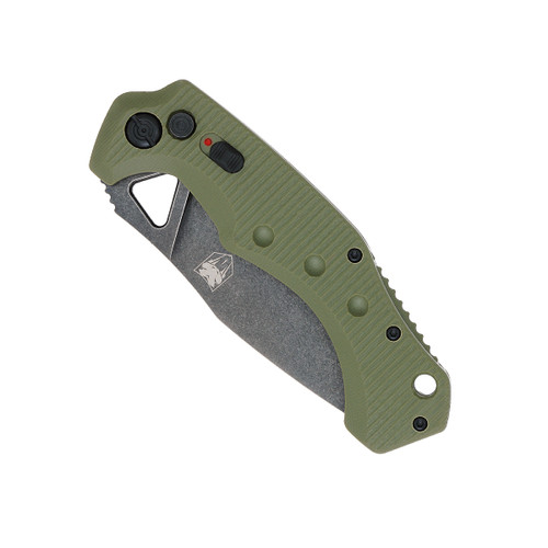 CobraTec Knives Ryker AUTO Folding Knife - 3.75" D2 Blackwashed Drop Point Blade, OD Green G10 Handles CobraTec Knives Ryker AUTO Folding Knife - 3.75" D2 Blackwashed Drop Point Blade, OD Green G10 Handles