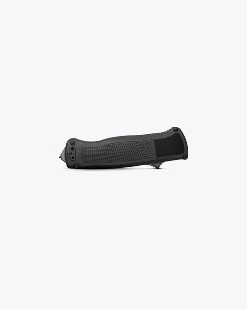 Benchmade 5371FE Shootout OTF AUTO Knife - 3.494" CPM-CruWear Flat Earth PVD Drop Point Blade, Graphite Black CF-Elite Handles Benchmade 5371FE Shootout OTF AUTO Knife - 3.494" CPM-CruWear Flat Earth PVD Drop Point Blade, Graphite Black CF-Elite Handles