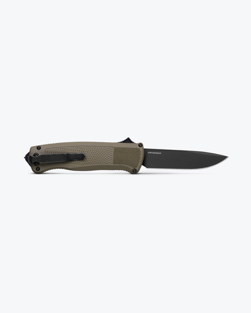 Benchmade 5371BK-01 Shootout OTF AUTO Knife - 3.494" CPM-CruWear Black DLC Drop Point Blade, Ranger Green Grivory Benchmade 5371BK-01 Shootout OTF AUTO Knife - 3.494" CPM-CruWear Black DLC Drop Point Blade, Ranger Green Grivory