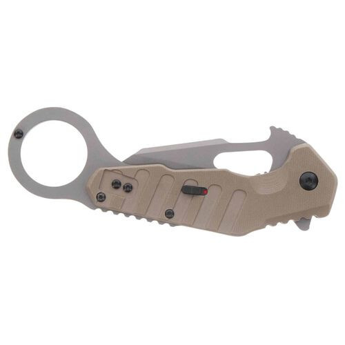 Smith & Wesson M&P Extreme Ops Karambit Flipper Knife - 3" Gray Wharncliffe Blade, Tan G10 Handles with Pinky Ring, Liner Lock - 1147102 Smith & Wesson M&P Extreme Ops Karambit Flipper Knife - 3" Gray Wharncliffe Blade, Tan G10 Handles with Pinky Ring, Liner Lock - 1147102