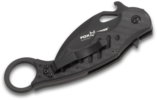 Fox Karambit Linerlock Folding Knife - 3" Bohler N690 Black Karambit Blade, Carbon Fiber Handles Fox Karambit Linerlock Folding Knife - 3" Bohler N690 Black Karambit Blade, Carbon Fiber Handles