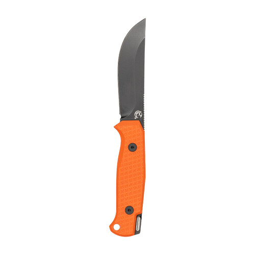 Glow Rhino Bohr Fixed Blade - 3.75" DC-53 Black PVD Blade, Orange G10 Handles, Black Kydex Sheath Glow Rhino Bohr Fixed Blade - 3.75" DC-53 Black PVD Blade, Orange G10 Handles, Black Kydex Sheath