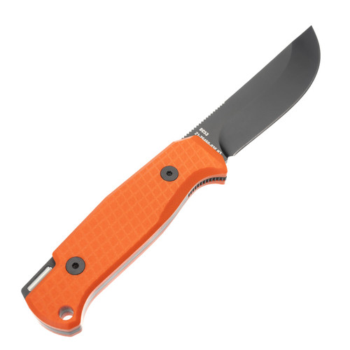 Glow Rhino Bohr Fixed Blade - 3.75" DC-53 Black PVD Blade, Orange G10 Handles, Black Kydex Sheath Glow Rhino Bohr Fixed Blade - 3.75" DC-53 Black PVD Blade, Orange G10 Handles, Black Kydex Sheath