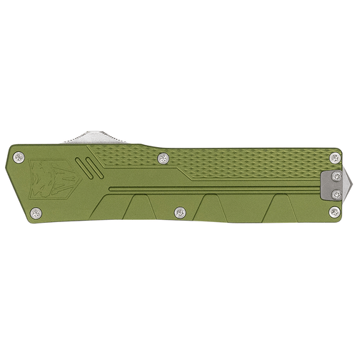 CobraTec Knives Paragon OTF AUTO Knife - VG-10 Drop Point Blade, OD Green Aluminum Handles