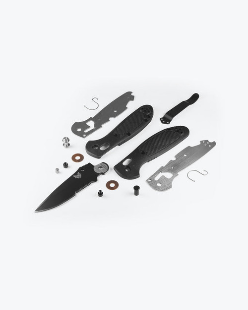 Benchmade Mini Griptilian AXIS Lock Folding Knife - 2.91" S30V Black Drop Point Combo Blade, Black Noryl GTX Handles - 556SBK-S30V Benchmade Mini Griptilian AXIS Lock Folding Knife - 2.91" S30V Black Drop Point Combo Blade, Black Noryl GTX Handles - 556SBK-S30V
