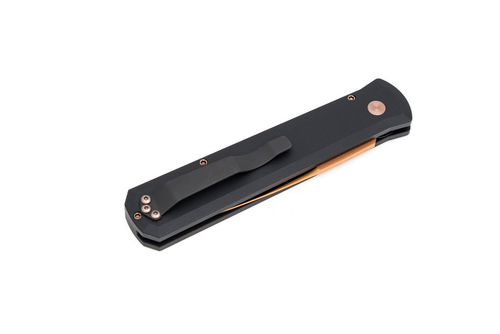 ProTech 921-RG Godfather AUTO Folding Knife - 4" 154CM Rose Gold Plain Blade and Hardware, Black Aluminum Handles ProTech 921-RG Godfather AUTO Folding Knife - 4" 154CM Rose Gold Plain Blade and Hardware, Black Aluminum Handles