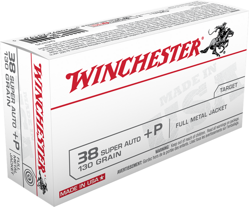 Winchester USA Ammunition 38 Super +P 130 Grain FMJ Box of 50