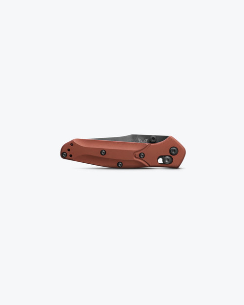Benchmade 945BK-03 Mini Osborne Folding Knife - 2.92" CPM-MagnaCut Black DLC Battlewashed Plain Blade, Burnt Copper Aluminum Handles, AXIS Lock Benchmade 945BK-03 Mini Osborne Folding Knife - 2.92" CPM-MagnaCut Black DLC Battlewashed Plain Blade, Burnt Copper Aluminum Handles, AXIS Lock
