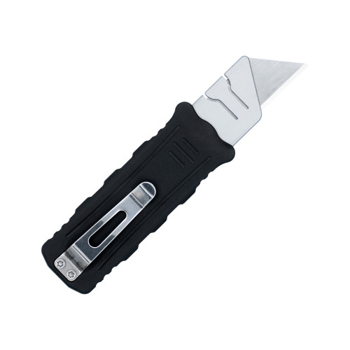 Cobratec Knives Utility AUTO OTF Side Button Knife - Replaceable Utility Razor Box Cutter Blade, Black Aluminum Handles Cobratec Knives Utility AUTO OTF Side Button Knife - Replaceable Utility Razor Box Cutter Blade, Black Aluminum Handles