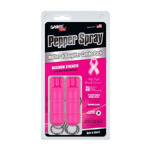 SABRE Pepper Spray with Quick Release Key Ring - Combo Pack - upports the National Breast Cancer Foundation SABRE Pepper Spray with Quick Release Key Ring - Combo Pack - upports the National Breast Cancer Foundation