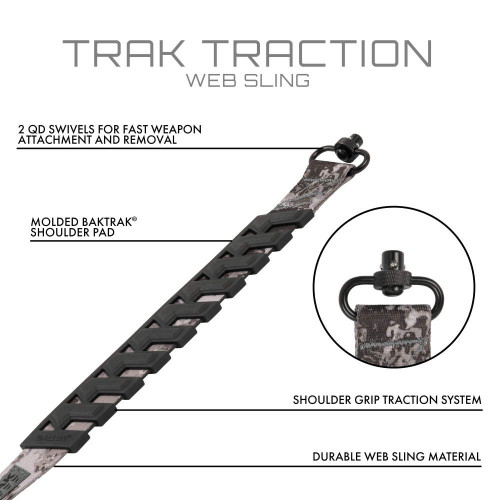 Allen Company Trak Traction Web Sling w/ Swivels - Molded BAKTRAK Pad, Veil Tac Gray Allen Company Trak Traction Web Sling w/ Swivels - Molded BAKTRAK Pad, Veil Tac Gray