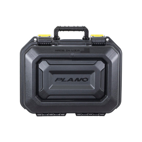 Plano All Weather 2 Two-Pistol Case - 14"x10"x5", Pluck to Fit Foam, Black and Yellow