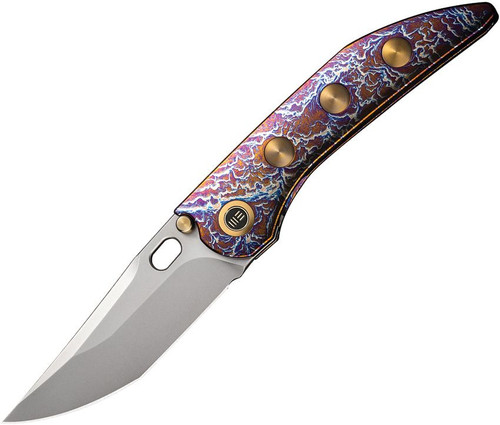 We Knife Attor Integral Frame Lock Folding Knife - 3.55" CPM-20CV Polished Bead Blasted Modified Persian Blade, Flamed One-Piece Titanium Handle - WE23037-2 We Knife Attor Integral Frame Lock Folding Knife - 3.55" CPM-20CV Polished Bead Blasted Modified Persian Blade, Flamed One-Piece Titanium Handle - WE23037-2