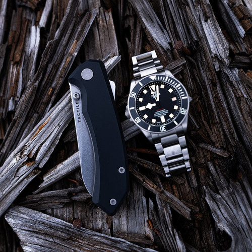 Tactile Knife Co. Chupacabra Superlock Folding Knife - 3.3" CPM-MagnaCut Satin Drop Point Blade, Black Anodized Aluminum Handles - 20-CP-MCST-ALAB Tactile Knife Co. Chupacabra Superlock Folding Knife - 3.3" CPM-MagnaCut Satin Drop Point Blade, Black Anodized Aluminum Handles - 20-CP-MCST-ALAB