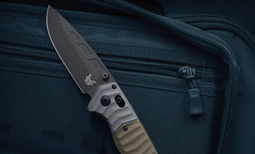 Benchmade PSK Personal Survival Kit AXIS-Assisted Folding Knife - 3.4" CPM-MagnaCut Cobalt Cerakote Drop Point Blade, Milled OD Green G10 Handles with Gray G10 Bolsters - 593BK Benchmade PSK Personal Survival Kit AXIS-Assisted Folding Knife - 3.4" CPM-MagnaCut Cobalt Cerakote Drop Point Blade, Milled OD Green G10 Handles with Gray G10 Bolsters - 593BK