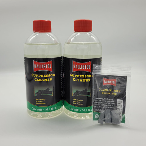 Ballistol Suppressor Cleaner - 16.9 fl oz Bottle, Include Rubber Cork Kit Ballistol Suppressor Cleaner - 16.9 fl oz Bottle, Include Rubber Cork Kit