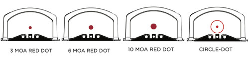 6 MOA Red Dot Reticle.  *Second from the left* 6 MOA Red Dot Reticle.  *Second from the left*