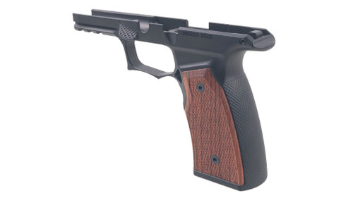 Sharps Bros SBGM05-G2 Improved Grip Module for the P365 XMACRO with NO Manual Safety - Anodized Finish, Black, Brazilian Cherry Wood Grips