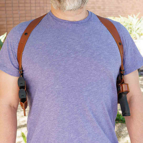 Galco Miami Classic II Shoulder Holster - Right Hand, Fits Glock 17/19/26, Brown Leather Galco Miami Classic II Shoulder Holster - Right Hand, Fits Glock 17/19/26, Brown Leather