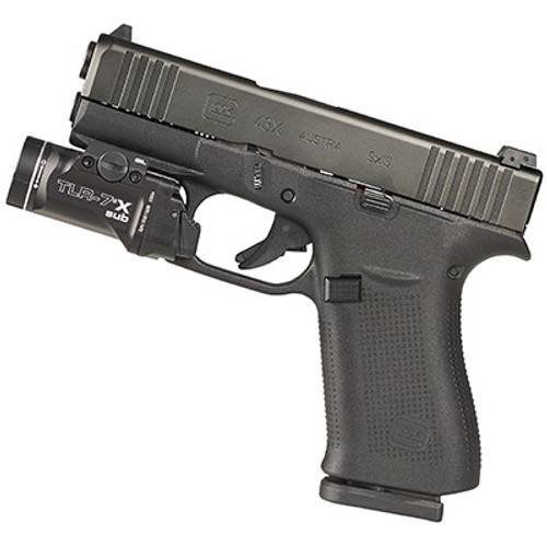 Streamlight 69405 TLR-7 X Sub USB Rechargeable Rail-Mounted Light - GLOCK® 43X/48 MOS | 43X/48 Rail, 500 Max Lumens, Black Streamlight 69405 TLR-7 X Sub USB Rechargeable Rail-Mounted Light - GLOCK® 43X/48 MOS | 43X/48 Rail, 500 Max Lumens, Black