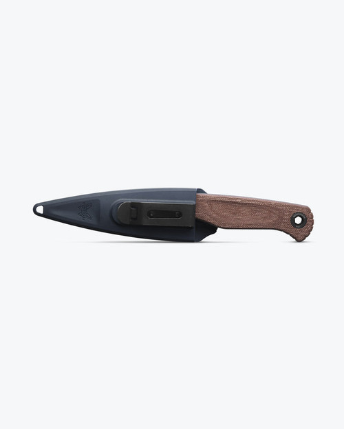 Benchmade Dacian Pocket Fixed Blade Knife - 3.54" CPM-MagnaCut Blue Cerakote Drop Point Blade, Brown Canvas Micarta Handles, Crater Blue Molded IWB Sheath - 203BT-01