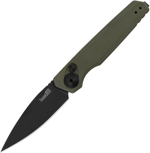 Kershaw 7551OLBLK Launch 18 AUTO Folding Knife - 2.79" CPM-154 Drop Point Black Blade, OD Green Aluminum Handles