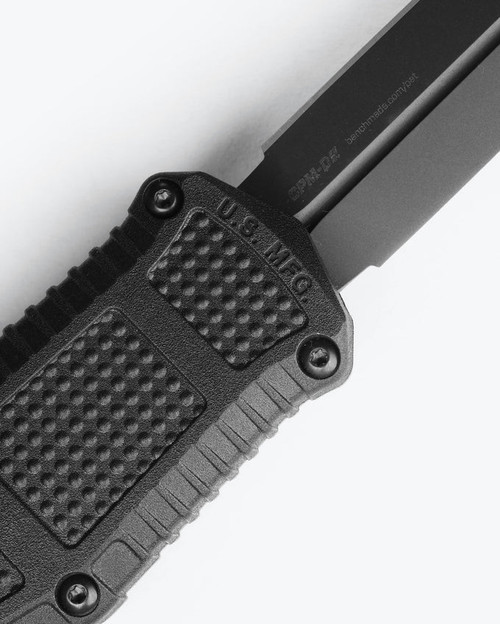 Benchmade Mini Claymore OTF AUTO Knife - 3.02" CPM-D2 Smoke Gray PVD Double Edge Dagger Blade, Black Grivory Handles - 3375GY Benchmade Mini Claymore OTF AUTO Knife - 3.02" CPM-D2 Smoke Gray PVD Double Edge Dagger Blade, Black Grivory Handles - 3375GY
