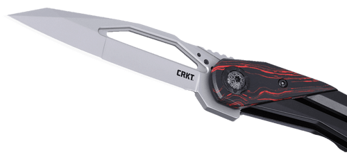 CRKT 5702 Nucleus Frame Lock Flipper Knife - 3.19" 12C27 Bead Blast Reverse Tanto Blade, Black Steel Handles with Red/Black G10 Overlays, Liner Lock CRKT 5702 Nucleus Frame Lock Flipper Knife - 3.19" 12C27 Bead Blast Reverse Tanto Blade, Black Steel Handles with Red/Black G10 Overlays, Liner Lock