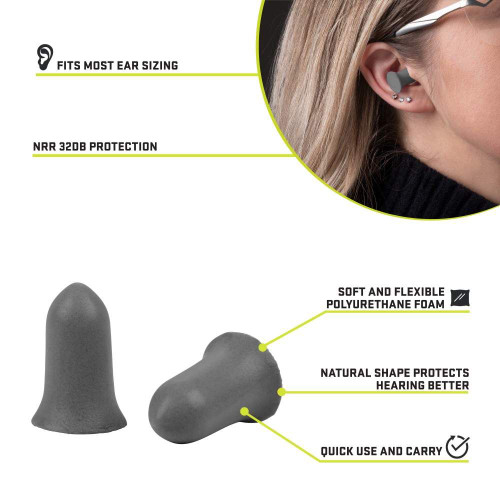 Allen Company ULTRX Tapered Foam Plugs - NRR 32 dB, Gray, 25 Pairs Allen Company ULTRX Tapered Foam Plugs - NRR 32 dB, Gray, 25 Pairs