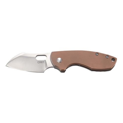 CRKT Jesper Voxnaes Pilar Copper Folding Knife - 2.38" Satin Plain Blade, Copper and Stainless Steel Handles