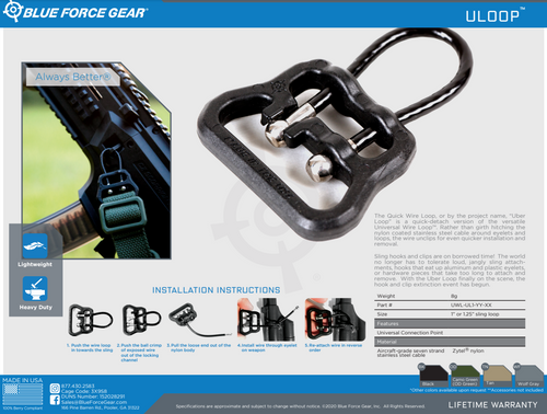 Blue Force Gear Uloop - Universal Wire Loop Attachment - Fits Slings 1.25" and Larger Blue Force Gear Uloop - Universal Wire Loop Attachment - Fits Slings 1.25" and Larger